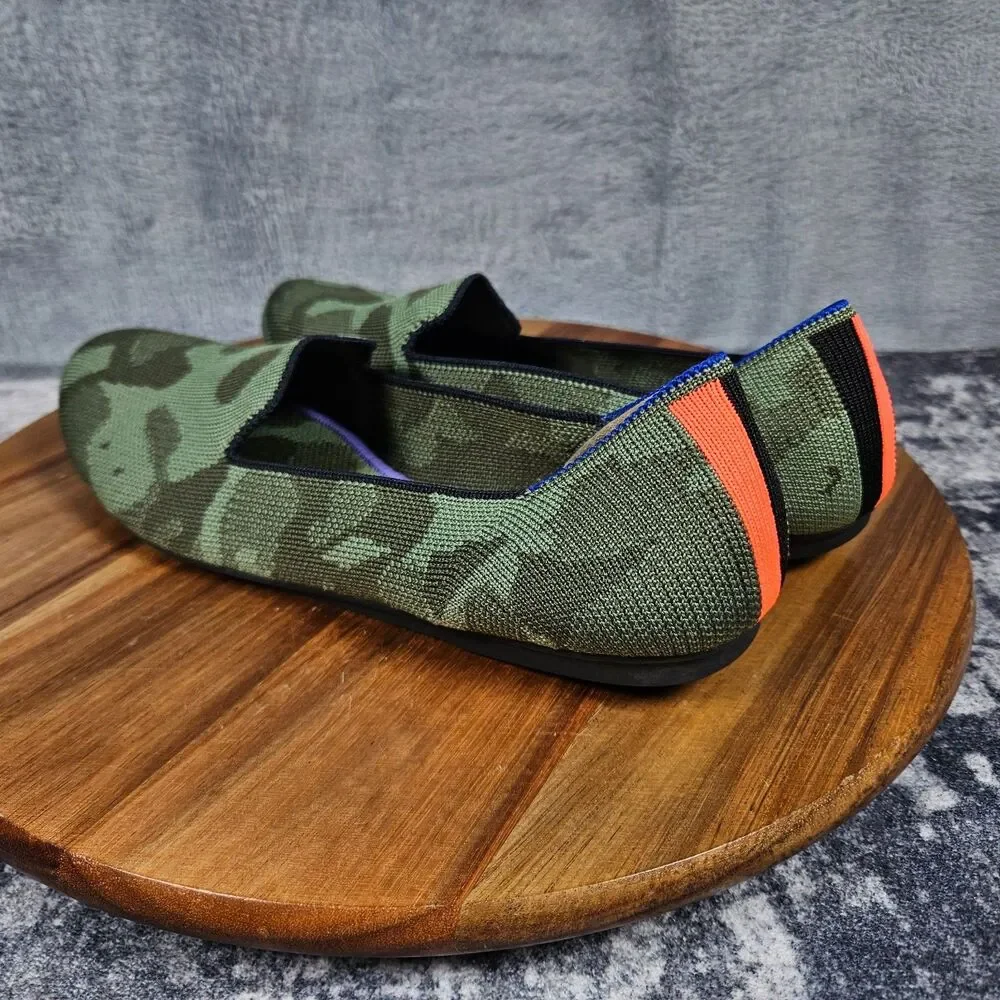 Rothys The Loafer Womens 9 Green Camouflage Slip On Casual Comfort Flats Shoes